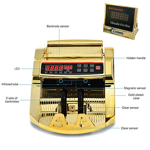 Gold Money Counter Machine with UV/MG/IR Counterfeit Detection & Bill Counting Portable Bill Counting with LED External Display Fast Counting Speed 1000 Bills a Minute