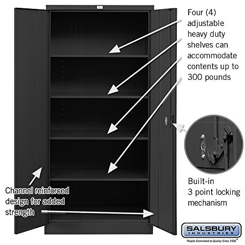 Salsbury Industries Standard Heavy Duty Storage Cabinet, 78 18-Inch, Black