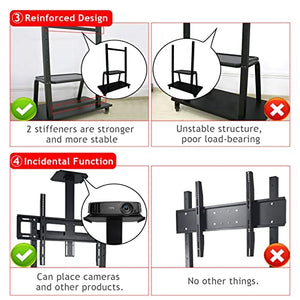 RonGQi Heavy Duty Rolling TV Stand for 32''-65'' Screens, Adjustable Height, 220Lbs Capacity