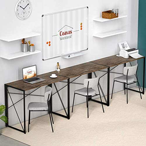Coavas Folding Desk No Assembly Required, 40" Writing Computer Desk Space Saving Foldable Table Simple Home Office Desk,Brown
