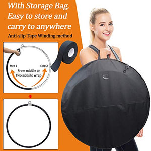 DASKING Aerial Hoop 85cm/90cm Aerial Ring Set Fully Strength Tested 660LBS Single Point Circus Aerial Equipment Yoga Hoop with Accessories and Storage Bag (90CM/32MM)