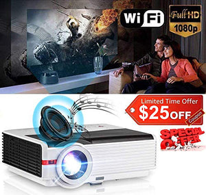 Video Projector WiFi Wireless 4200 Luminous LED LCD Dispaly Max 200", HD Smart Projectors WXGA Home Theater Support 1080p HDMI USB VGA AV iOS Android Miracast Airplay Built-in 10W Speaker