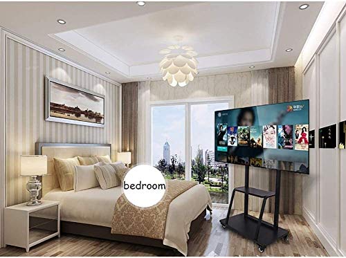 TV Rack Furniture Commercial TV Mobile Cart for 55"-95" Flat Panel Screens, Black Heavy Duty 2 Shelf and Locking Wheels,Load 155kg TV Rack Full Motion