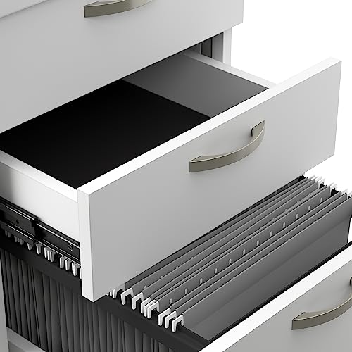 Bush Business Furniture Office in an Hour 3 Rolling File Cabinet | Mobile Under Desk Drawers - Pure White