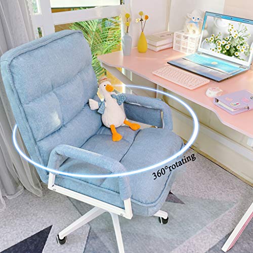 HQBL Ergonomic Home Desk Chair,Lazy Sofa Seat with Wheels,|Height Adjustable,180°Reclining,360° Swivel|with Arm,Mid-Back|for Office/Leisure/Reading/Chasing Drama