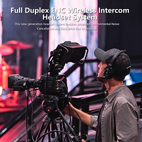 HollyView Wireless Intercom Headset System - Full Duplex ENC, 4-Person Team Communication, Noise Cancellation