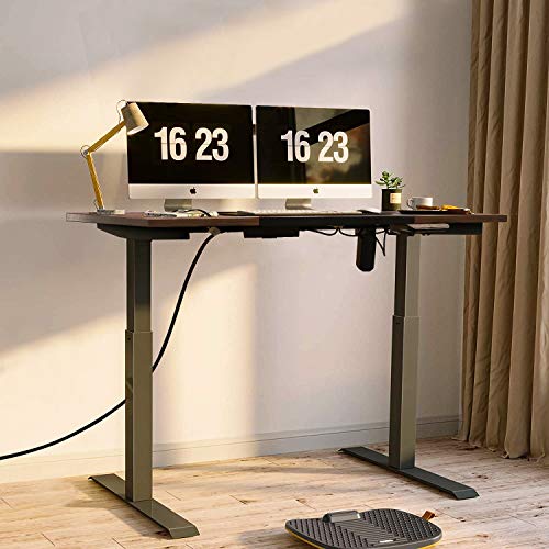 Aneken Electric Adjustable Height Standing Desk, 48 x 24 Inches Wooden Splice Tabletop, Autonomous Smart Home Office Sit Stand Up Desk Suitable for Working & Writing, Black Computer Workstation