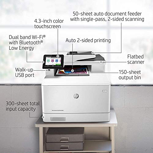 HP Color LaserJet Pro Multifunction M479fdw Wireless Laser Printer with Additional 550-Sheet Feeder Tray (CF404A)