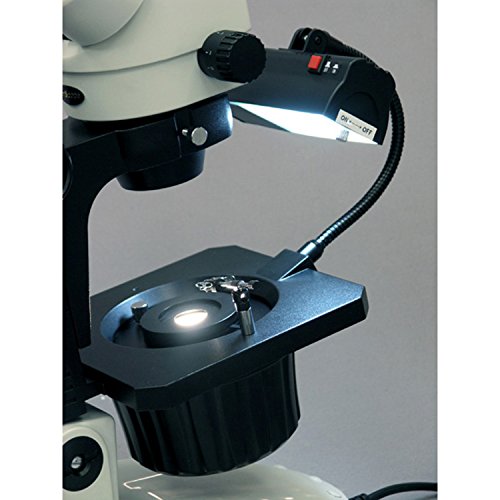 AmScope GM400TZ-10M Digital Trinocular Gemology Stereo Zoom Microscope, WH10x Eyepieces, 3.5X-90X Magnification, 0.7X-4.5X Zoom Objective, Halogen and Fluorescent Lighting, Inclined Pillar Stand, 110V-120V, Includes 0.5X and 2.0X Barlow Lenses, 10MP Camer