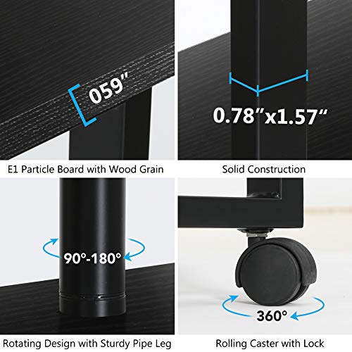 Tribesigns Rotating Computer Desk with 5 Shelves Bookshelf, Modern L-Shaped Corner Desk with Storage, Reversible Office Desk Study Table Writing Desk on Wheels for Home Office (Black)