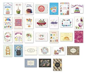 Cortesia All Occasion Premium Greeting Cards Assortment - 30 UNIQUE DESIGNS, Box set incl. Envelopes, Birthday Cards, Thank You Notes, Thinking of You, Get Well, Congratulations, Anniversary, Sympathy