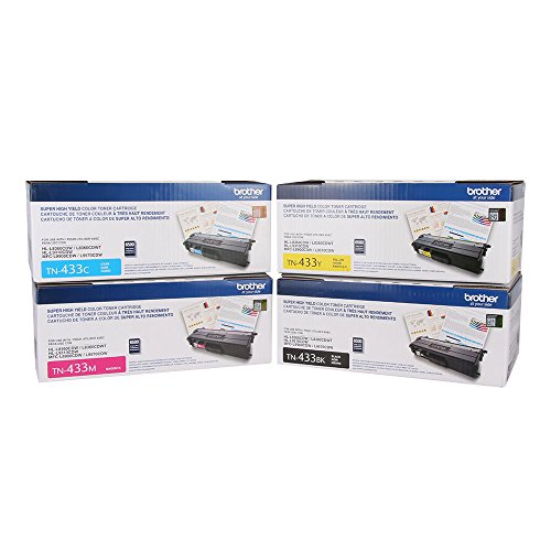 Reseller TN433BK TN433C TN433M TN433Y High Yield Color Toner Cartridge 4-Pack