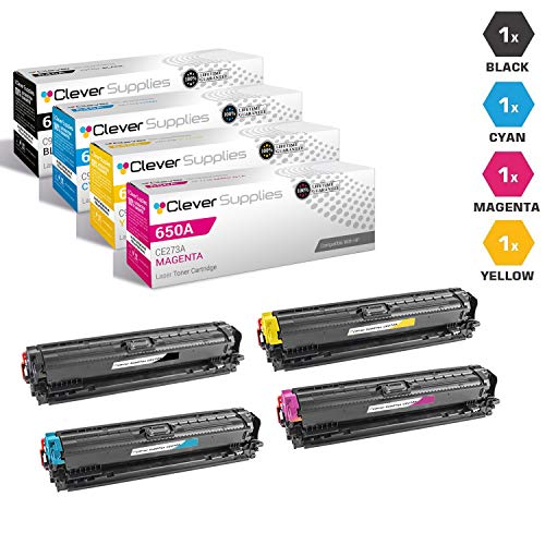 CS Compatible Toner Cartridge Replacement for HP M750n CE270A Black CE271A Cyan CE272A Yellow CE273A Magenta HP 650A Color Laserjet CP5520 CP5520dn Enterprise CP5520 M750 M750dn CP5520n 4 Color Set