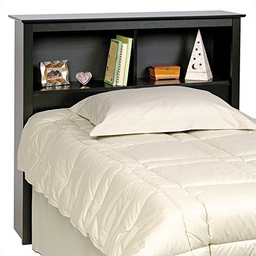 Prepac Sonoma Bookcase Platform Storage Bed with Headboard in Black-Twin - Twin