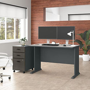 Bush Business Furniture Series A 48W Desk with Mobile File Cabinet, 48", Slate/White Spectrum