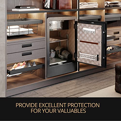 Home Security Safe, ENGiNDOT 2.05 Cubic Feet Large Safe with Quick Access Fingerprint Lock and Touch Screen Keypad, Built-in Secret Hidden Box, Variety of Locking Features Combination- 60B (15.8“ x 13.8” x 23“)