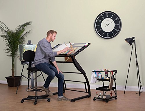 Offex Home Triflex Drawing Table Charcoal/Clear Glass