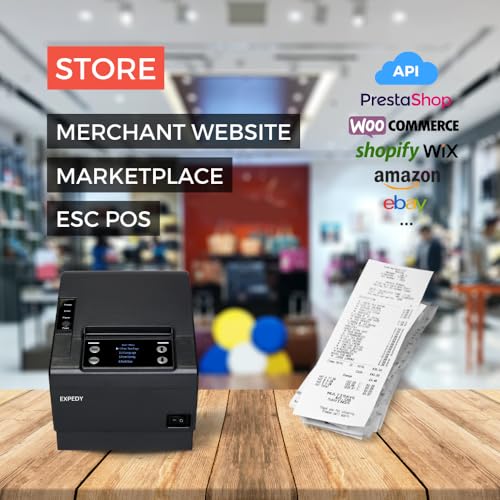EXPEDY - DoorDash 80mm Receipt Printer - Bluetooth/WiFi/USB - ESC POS Commands - Auto Cutter - Support Cash Drawer - Kitchen