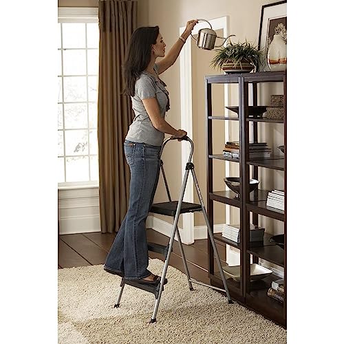 Generic Three Step Steel Stool with Plastic Steps Black