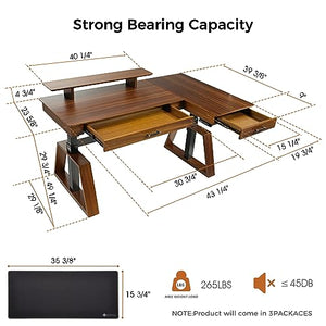 EUREKA ERGONOMIC Electric Standing Desk with Dual Drawers, 63" Height Adjustable L-Shaped Office Desk