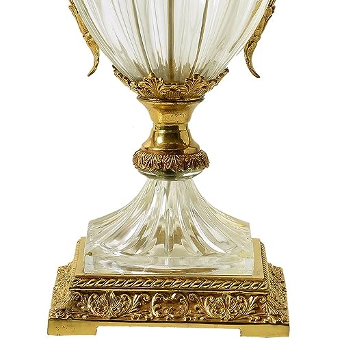 EARSHOT Crystal Glass Table Lamp with Fabric Lampshade - Living Room and Bedroom Decorative Night Light