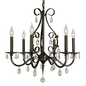 Framburg 2986 MB Liebestraum 6-Light Chandelier with Clear Crystal Accents, 24" x 24" x 24.5", Mahogany Bronze
