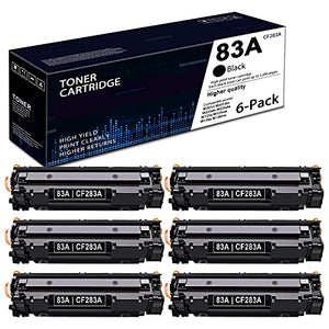 6 Pack 83A | CF283A Black Cartridge Compatible CF283A Replacement for HP 83A Toner M127-M128 PCLmS M201-M202 PCL6 M125-M126 M225-M226 PCLm Pro MFP M127fw Multifunction Printer.