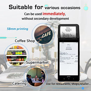 SMAJAYU Pos Receipt Printer Android 10 Handheld 6'' Pos Terminal with 58mm Thermal Receipt Printing with 4G,WiFi,Bluetooth for Small Business Retail,Built-in Google Play Support Loyverse, Kyte