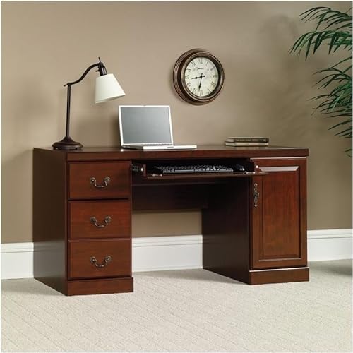 Pemberly Row Classic Cherry Wood Computer Credenza