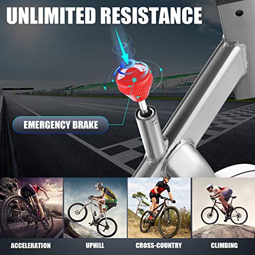 ANCHEER Stationary Exercise Bike, Indoor Cycling Bike Belt Drive system with APP, Adjustable Resistance, Heart rate sensor bar, Phone Holder, Comfortable Cushion, Quiet for Home Gym Cardio Exercise