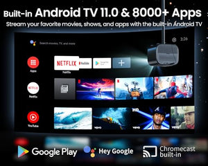 etoe 4K Android TV Projector, 1080P FHD Smart with Auto Focus, Auto Keystone, 600 ANSI Lumens, Dual 10W Speakers, Netflix-Certified, 5.1G WiFi Bluetooth - Black