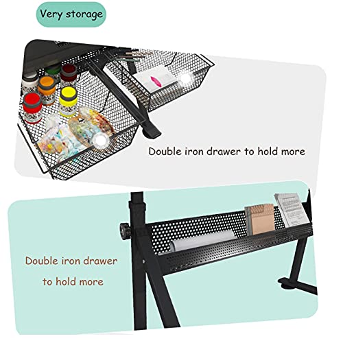 VejiA Adjustable Glass Drafting Table with Storage Drawers