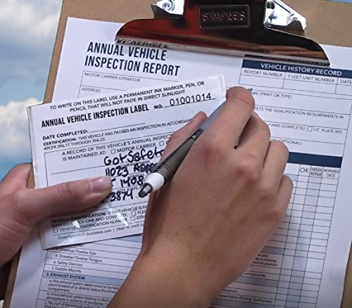 GotSafety - White Interior Inspection Label (5"x4"), with 3-Ply Carbonless- Annual Vehicle Inspection Report Form – X-Large Pack of 100 - Meet DOT Requirements 49 CFR 396 Vehicle Inspection