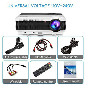 EUG LCD LED Multimedia HD Video Projector 4600 Lumens 1280x800 1080P Digital Movie Gaming Projector HDMI USB TV AV VGA Audio for Laptop PC Smartphone DVD PS4 Xbox Wii Home Theater Outdoor Party