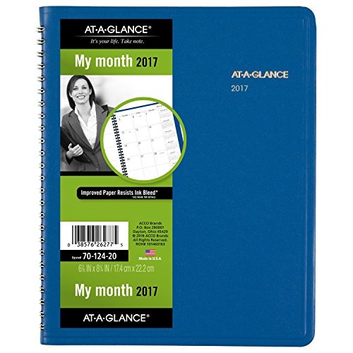 AT-A-GLANCE Monthly Planner / Appointment Book 2017, Fashion Color, 6-7/8 x 8-3/4", Blue (7012420)