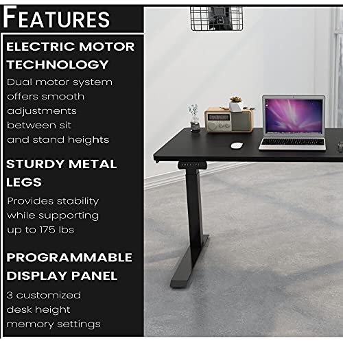 Hanover Electric Sit or Stand Desk with Adjustable Heights, Black