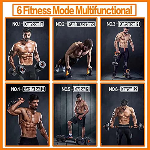 6 in 1 Adjustable Dumbbell Set of 2 Weight Pair , Free Weight ,Dumbellsweights Set 22/44/66/88 Lbs , Adjustable Kettlebell Barbell Set , for Home Gym and Workout Fitness Equipment for Men and Women