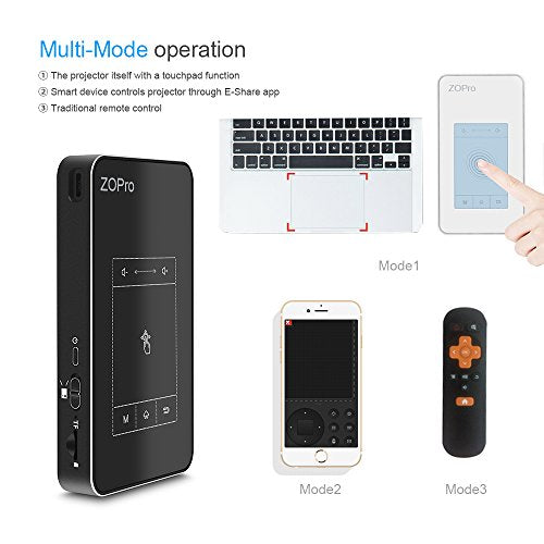 Mini Smart Video Projector with 120'' Display, Android 7.1 OS, Portable Pocket Size Movie Projector with TouchPad Support WiFi/1080P/TF Card/USB Compatible with iPhone Android for Home Theater