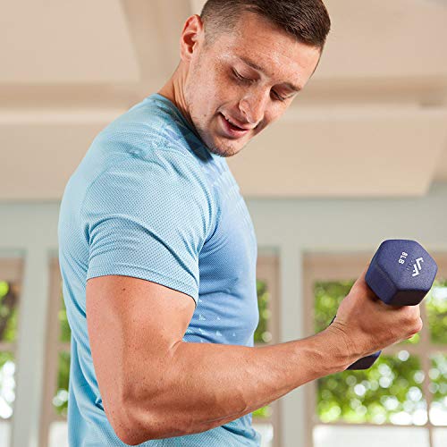 JFIT Dumbbell Set w/Durable Rack, Double Neoprene Coated Workout Weights, Solid Design Rack, 74 LB Set