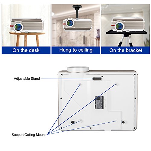 HD Multimedia LCD Video Projector 1080P Wxga 4200 Lumen Home Theater Gaming Projectors Backyard Movie Cinema, Dual USB HDMI, VGA Audio Out 5.8" TFT Up to 200inch for Blu ray DVD TV Stick PC Xbox Wii