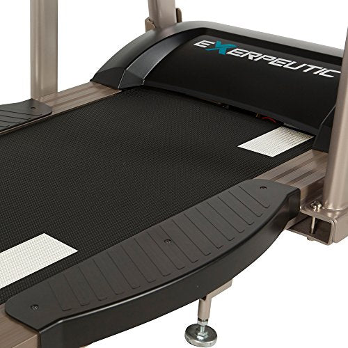EXERPEUTIC TF2000 Recovery Fitness Walking Treadmill with Full Length Hand Rails, Deck Cushions and Heart Rate Monitoring