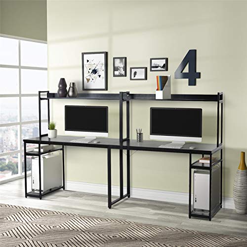 Two Person Computer Desk with Storage and Shelf, 94 Inches Space Saving Double Computer Workstation Desk for Home Office - Black