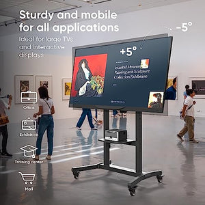 ONKRON Portable TV Stand on Wheels for 50-100 Inch Screens - Height Adjustable - Black