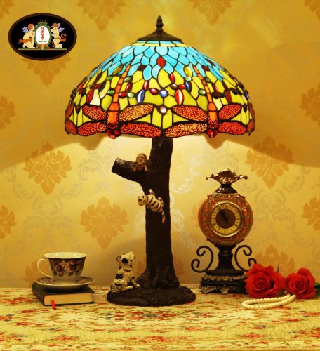 Tiffany Europaische retro style hand-painted stained glass table lamp