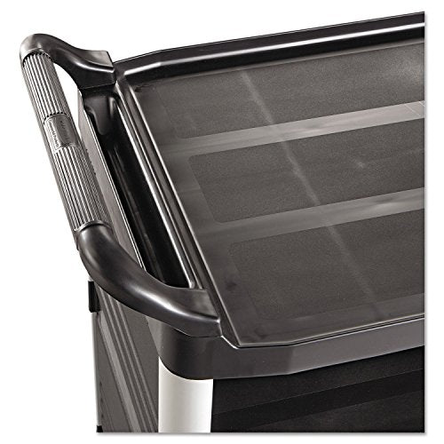 Rubbermaid Commercial Xtra Utility Cart, 300-lb Capacity, Three-Shelf, Black