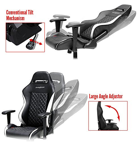 DXRacer Drifting Series OH/DF73/NW Racing Seat Office Chair Gaming Ergonomic adjustable Computer Chair with - Included Head and Lumbar Support Pillows (Black, White)