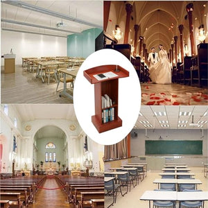 Kunovo Stand Up Podium with 2 Tier Storage - Ideal for Auditoriums, Churches, Schools, Hotels, and Restaurants