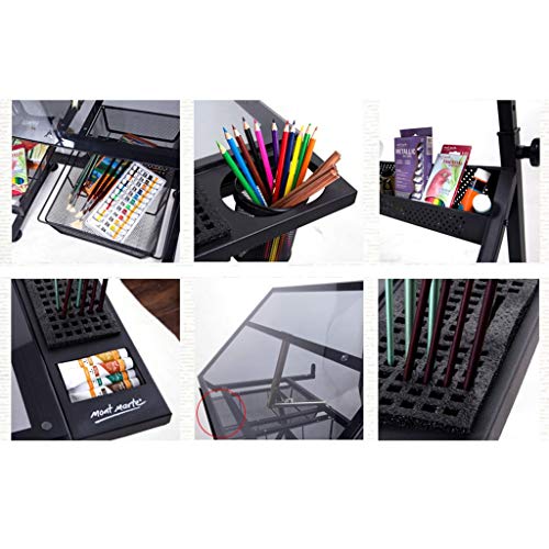 Lgan Tiltable Drawing Table, Adjustable Art Desk, with Storage Craft Table, Drafting Table Glass Panel, Child Adult Drawing Desk