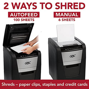 GBC Auto Feed+ Paper Shredder, 100 Sheet Capacity, Micro-Cut - 100M (WSM1757603)