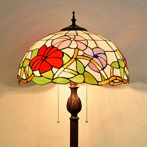 Xiaochen Tiffany Green Pastoral Style Floor Lamp 16" Stained Glass Reading Lamp